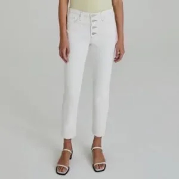 AG Skinny ankle White Buttonbup Jeans high rise size 27r - Picture 1 of 14